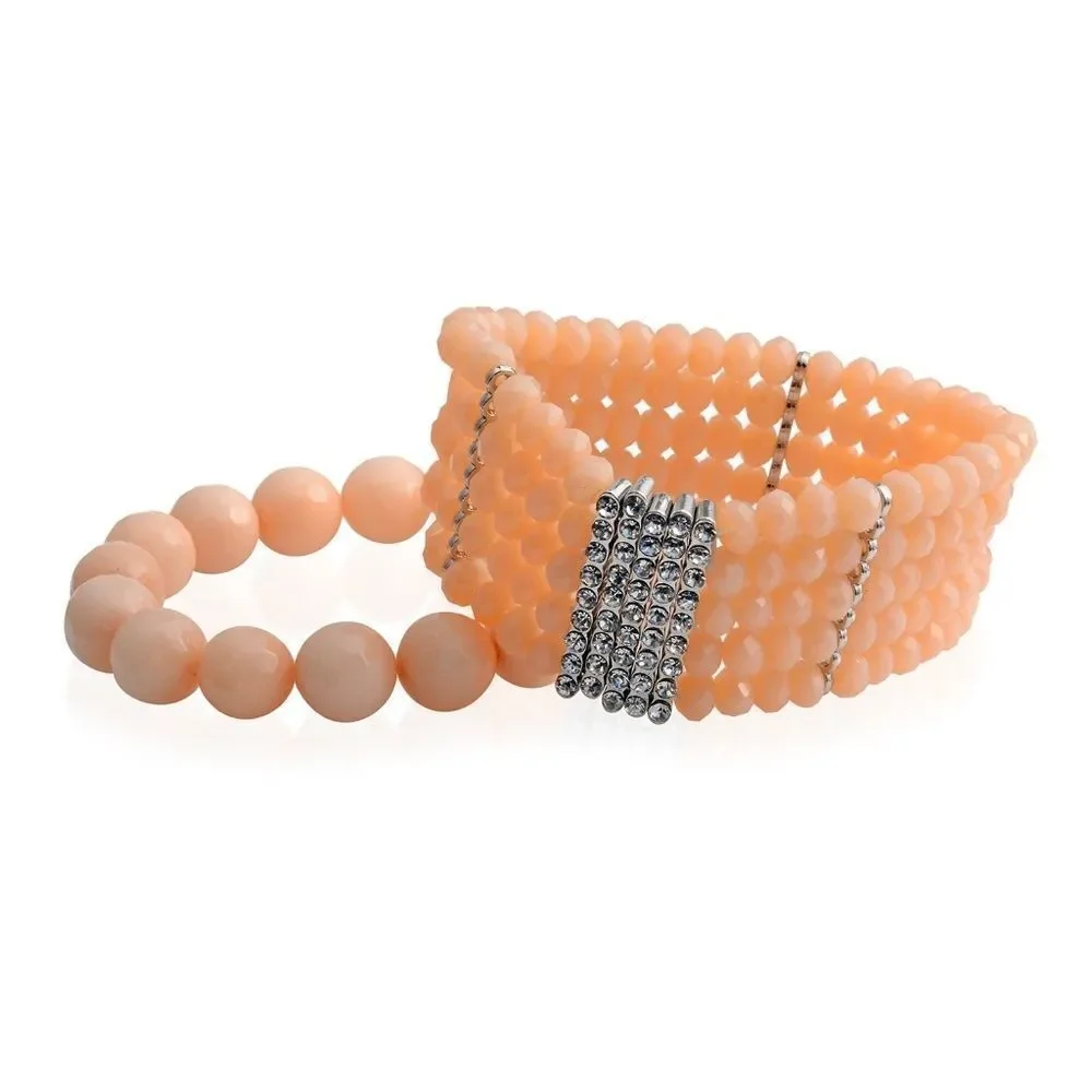 Simulated Citrine Austrian Crystal Silvertone Bracelets (Stretchable)